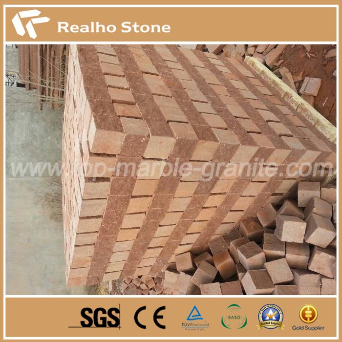 red cube stone for park pathway