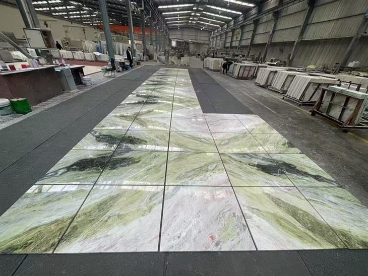 green marble floor tiles