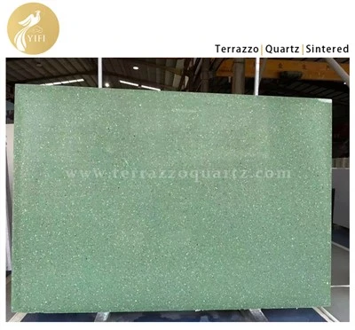 Multicolor Sante Materyèl inòganik Green Terrazzo Slab