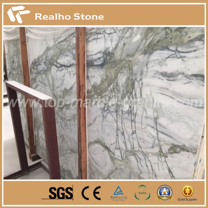 Big Stone Slab Price Ziarat White Vietnam Marble With Grey And Green Veins Surface