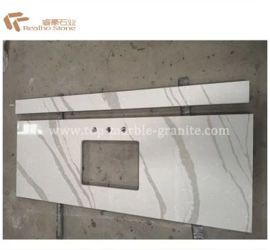 Blan Quartz Stone kontwar Avèk venn gri