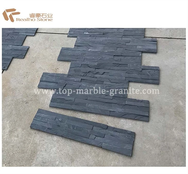 Black Slate Wall Stack Kiltirèl Stone Panel