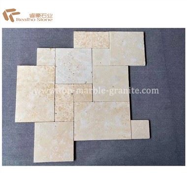 Franse Modèl Beige Limestone Pavaj Stone pou Floor Jaden Deyò