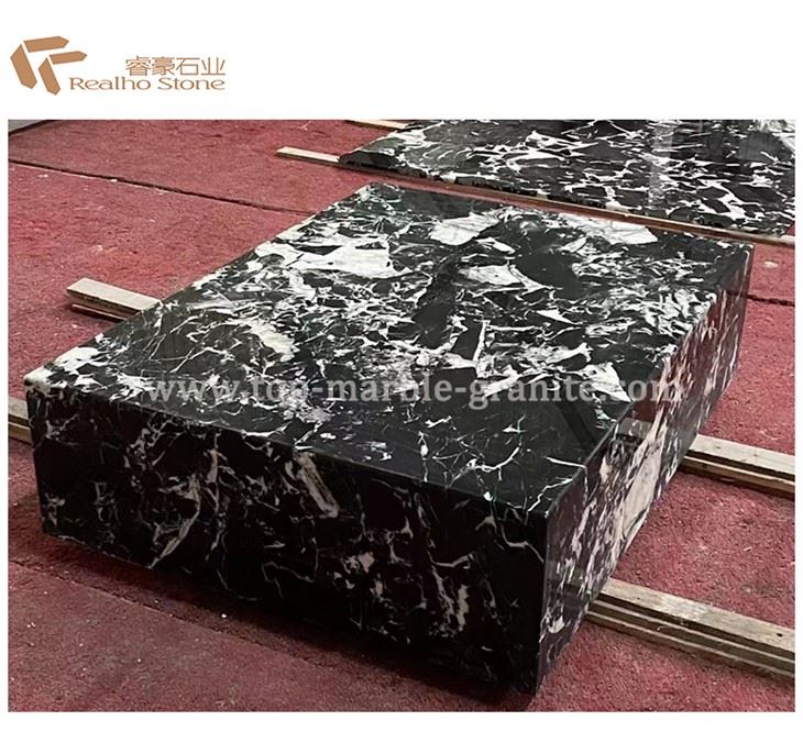 Luxury Natirèl Marble Napoleon nwa tab pou chanm k ap viv