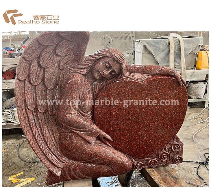 Ruby Wouj Granite Simityè Ewopeyen Style Angel Tonb